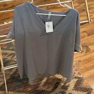 Zenana Outfitters Gray V-Neck Blouse